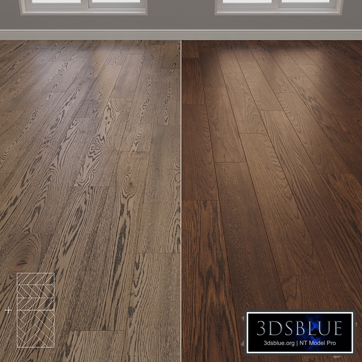 Parquet Oak 2 types layout Christmas tree, chevron and linear setduo21