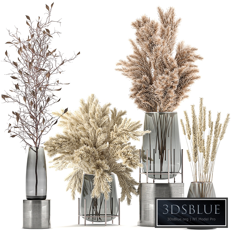 Bouquet 103. Pampas grass, branches, vase, reeds, dried flowers, dry decor, glass, natural decor, eco design