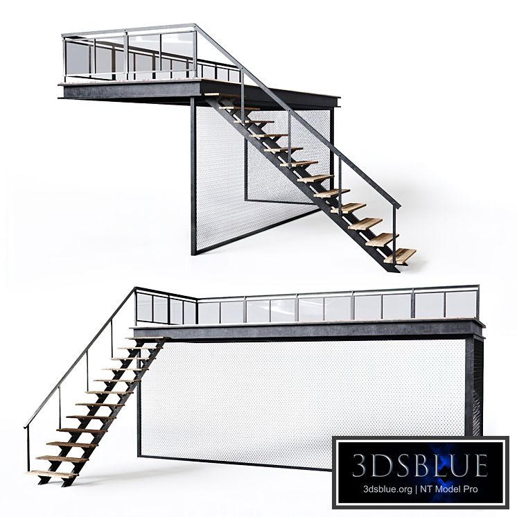 Metal stair with fencing