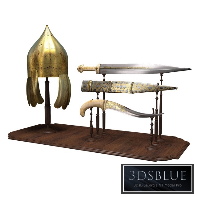 antic dagger and helmet