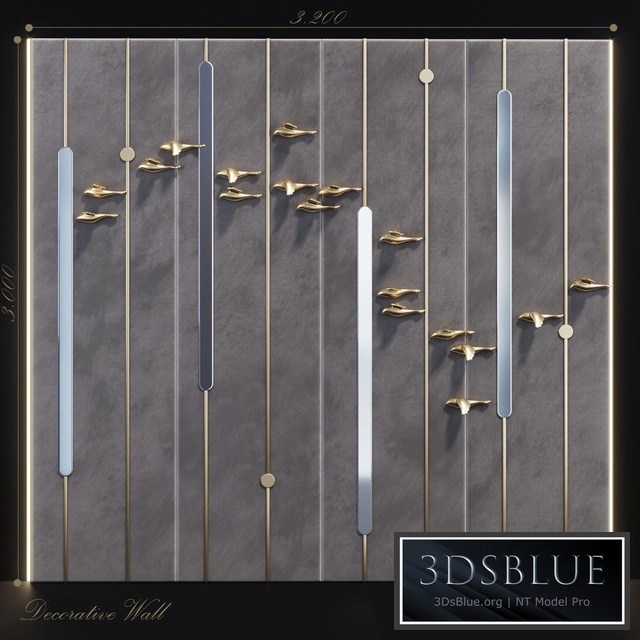 Decorative panel Birds Gold 9