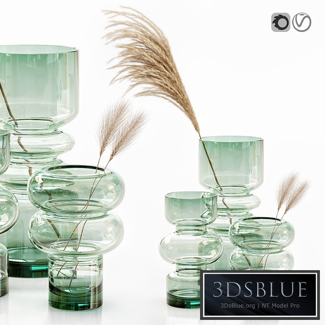 H&M glass vases with dried flower pampas grass