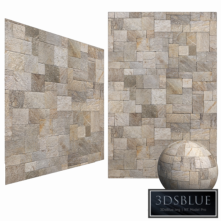Mix Travertine French Pattern Stone-Wall & Floor 6K High Resolution Tileable