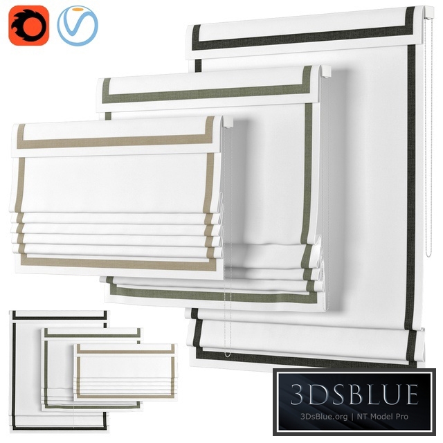 Roman Curtains 23 | LOGANOVA Shades | FAUX LINEN BORDER