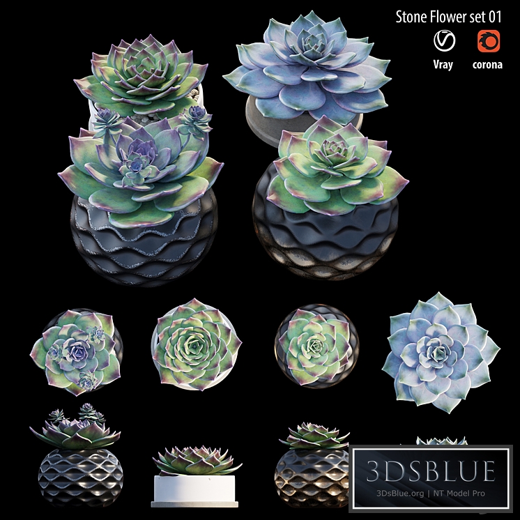 Stone flower set 01