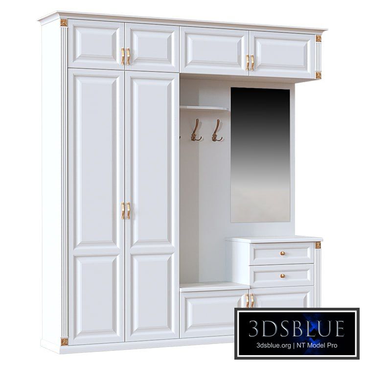 White hallway with a mirror