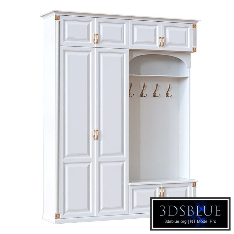 White hallway with a mirror