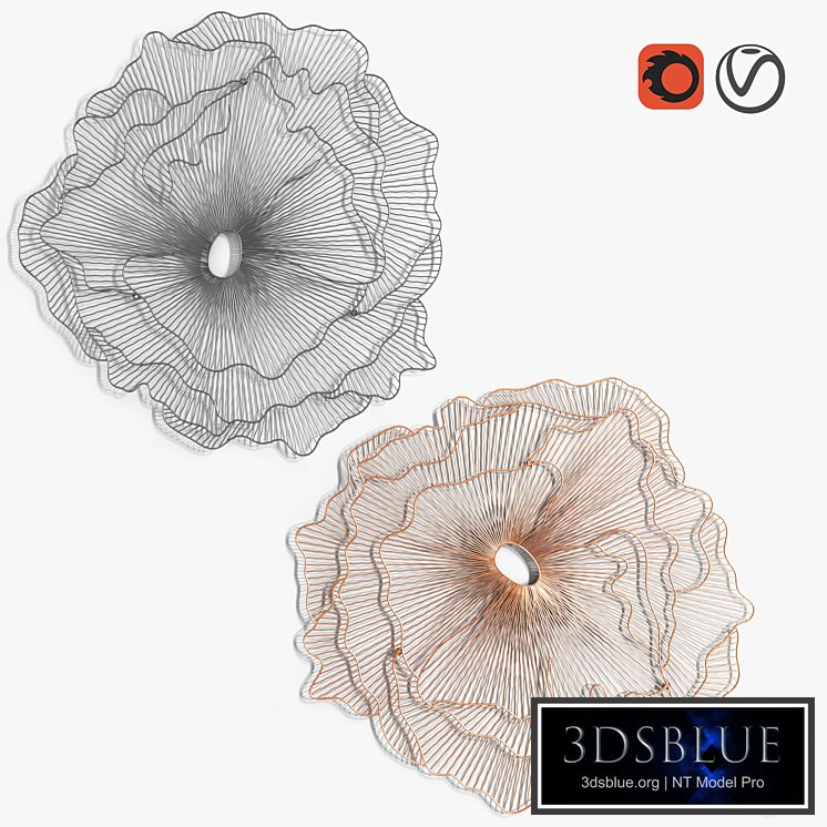 Poppy Flower Wall Art Copper & Silver/Black