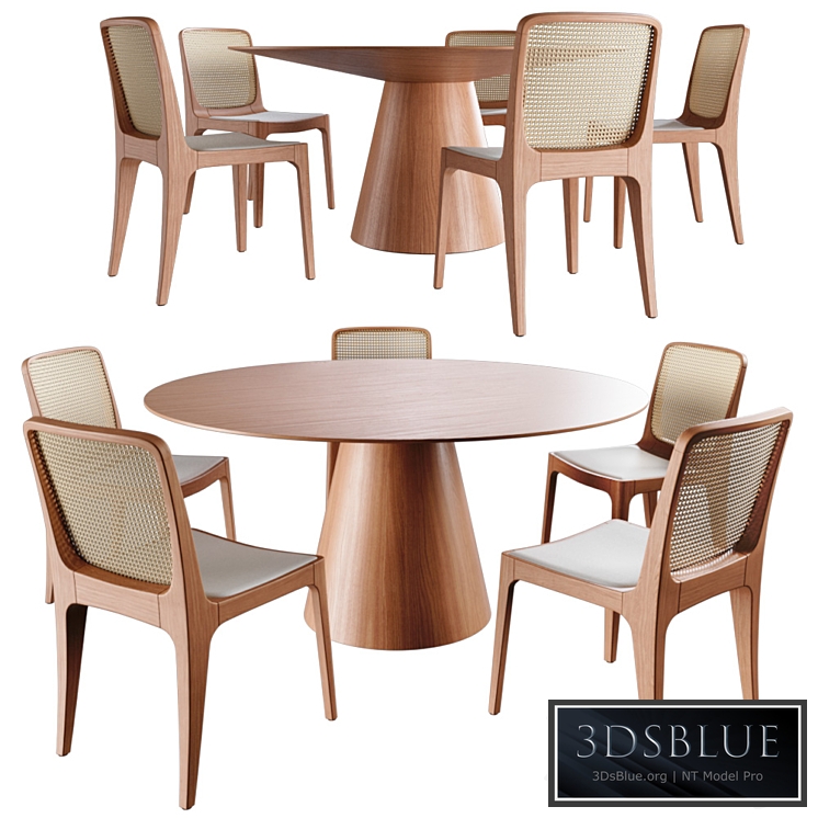 Dining Round Table Bossa Palha Set