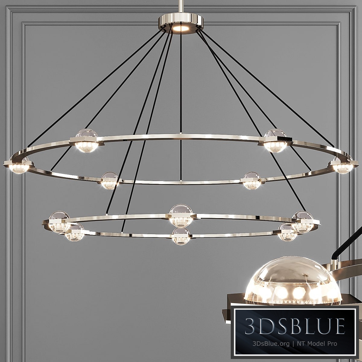 Restoration Hardware ECLATANT ROUND 2-TIER CHANDELIER 60 Nickel