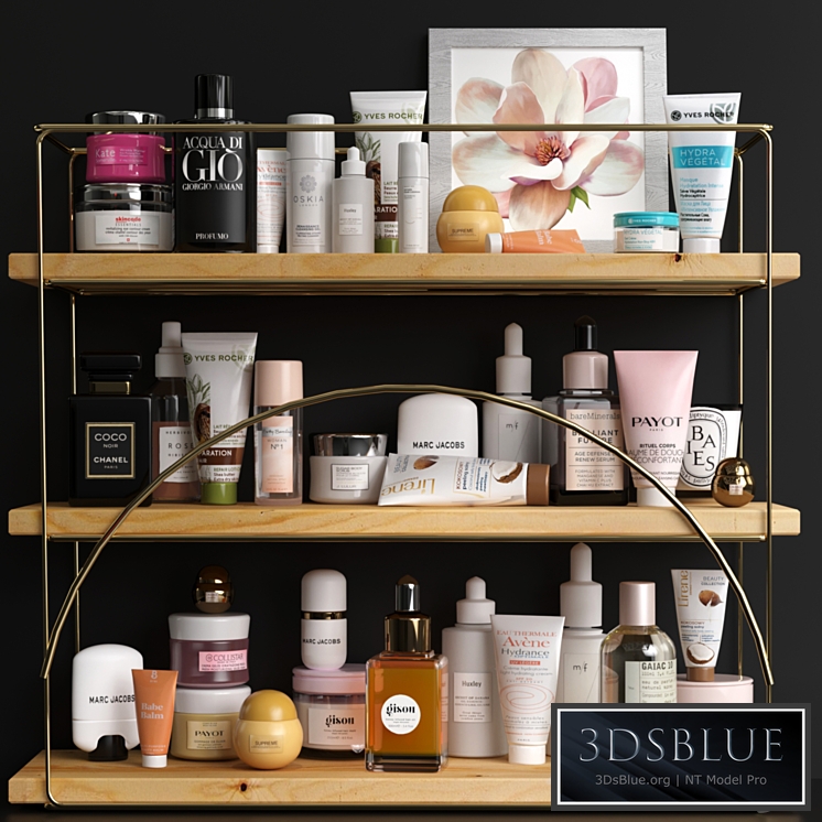 Collection of cosmetics for beauty salons, shops or bathrooms
