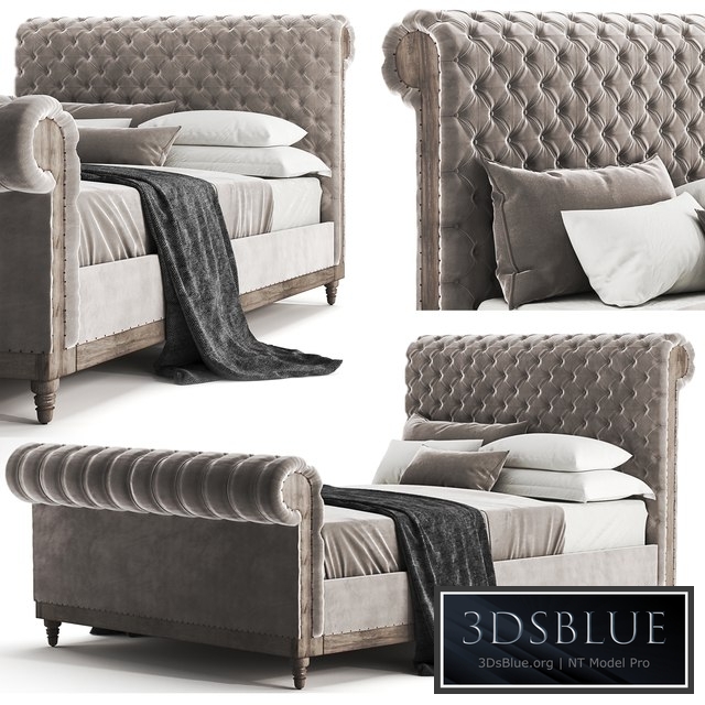 RH Chesterfield Bed with footerboard