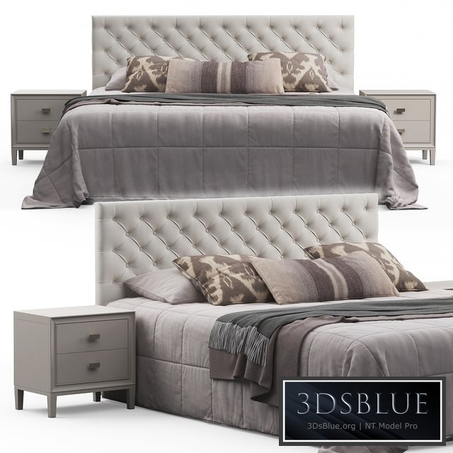 Brunet Contemporary Button Tufted Fabric Queen Headboard Bed