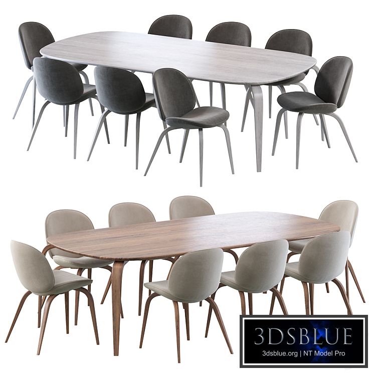 Beetle Dining Chair and Gubi Dining Table Elliptical
