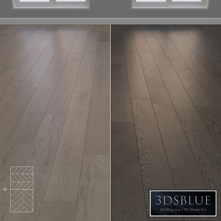 Parquet Oak 2 types layout Christmas tree, chevron and linear setduo26