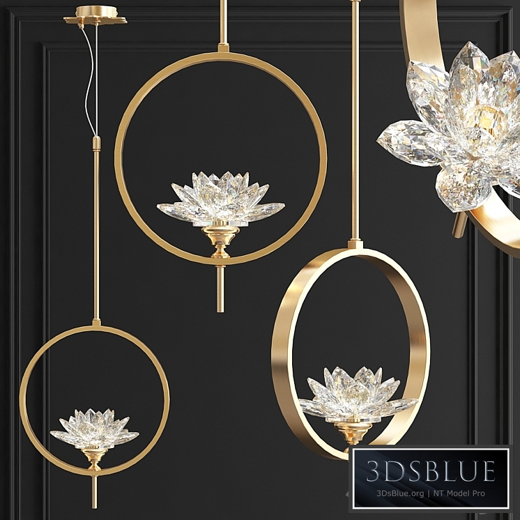 Pendant lamp Crystal Lotus Flower Lotus flower Clear Glass pendant lamp B