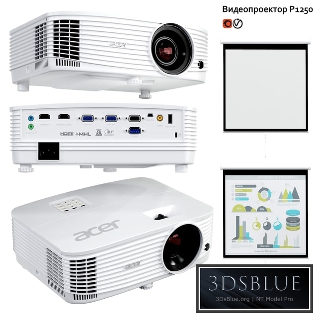 Acer P1250 Multimedia Projector and Screen