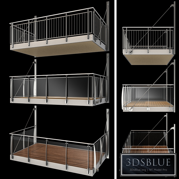Metal balcony (3 types of console balconies)