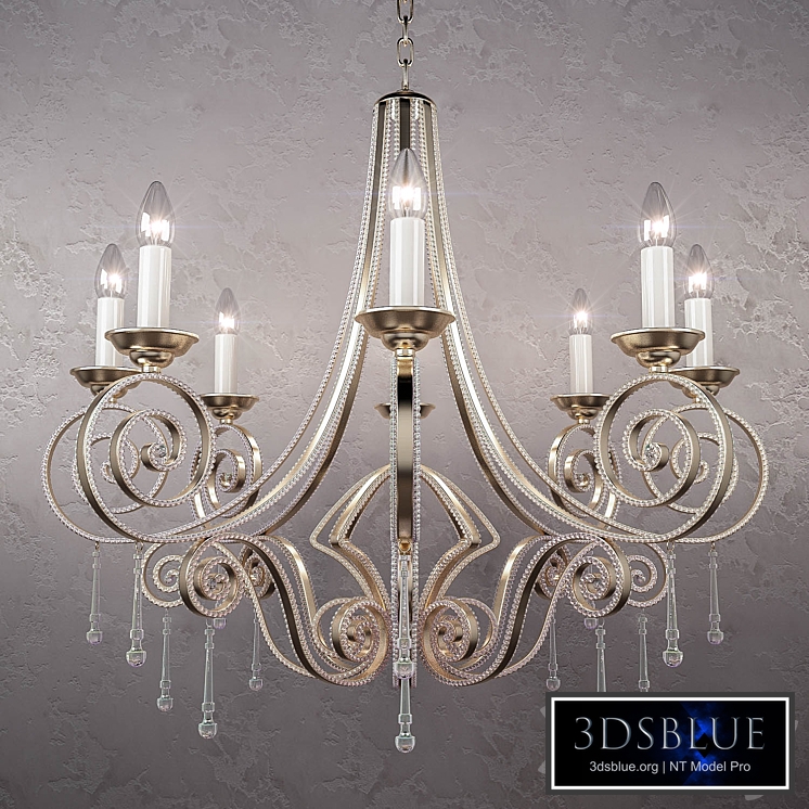 Beaded Wrought-Iron Chandelier