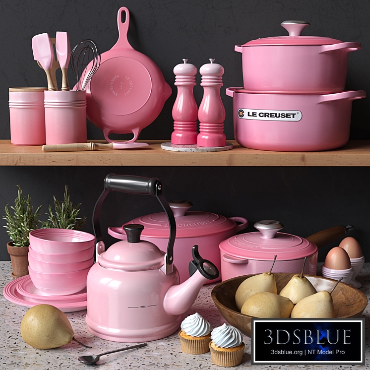 le creuset set pink. Decorative set for the kitchen
