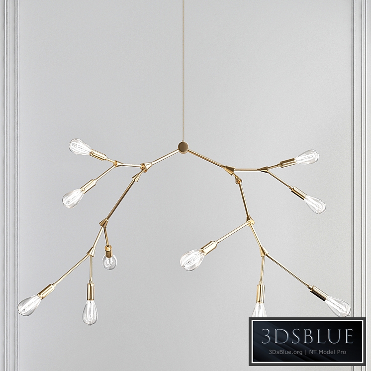 Modernist Branching Brass Chandelier Industrial