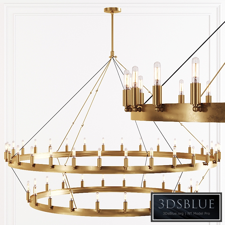 Restoration Hardware CAMINO VINTAGE FILAMENT 2-TIER CHANDELIER 63 Brass
