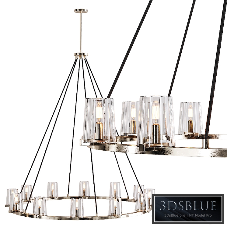 Restoration Hardware PAUILLAC ROUND CHANDELIER 48 Glass shade and Nickel