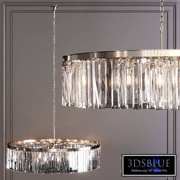 Restoration Hardware 1920S ODEON RHYS CLEAR GLASS PRISM ROUND CHANDELIER 43 Nickel