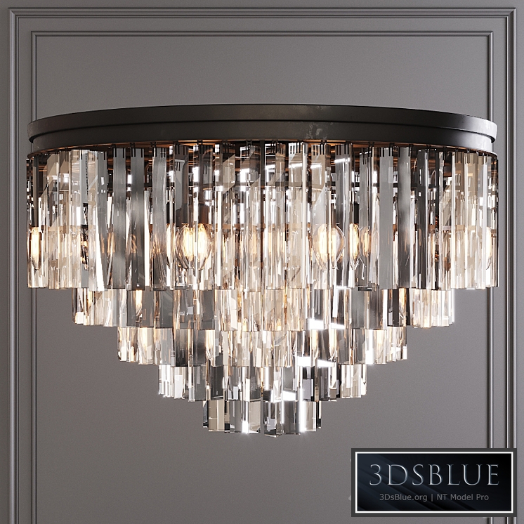 Restoration Hardware 1920S ODEON CLEAR GLASS FRINGE 5-TIER FLUSHMOUNT Black