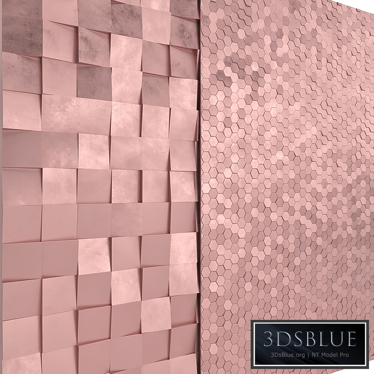 Rose Gold Panels Cubes & Hexagons