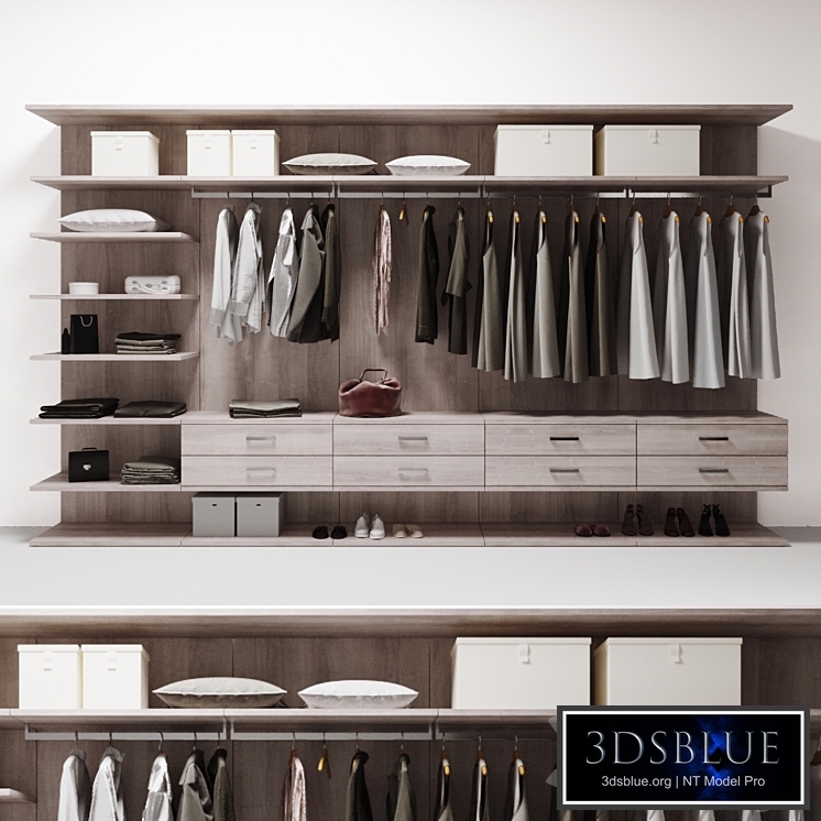 wardrobe with clothes