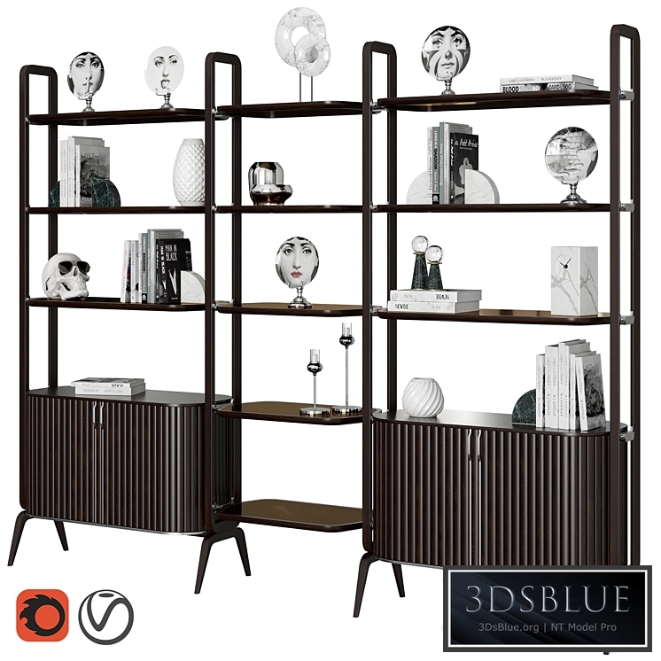 Eden-Rock Bookcase with 3 Elements Design Sacha Lakic