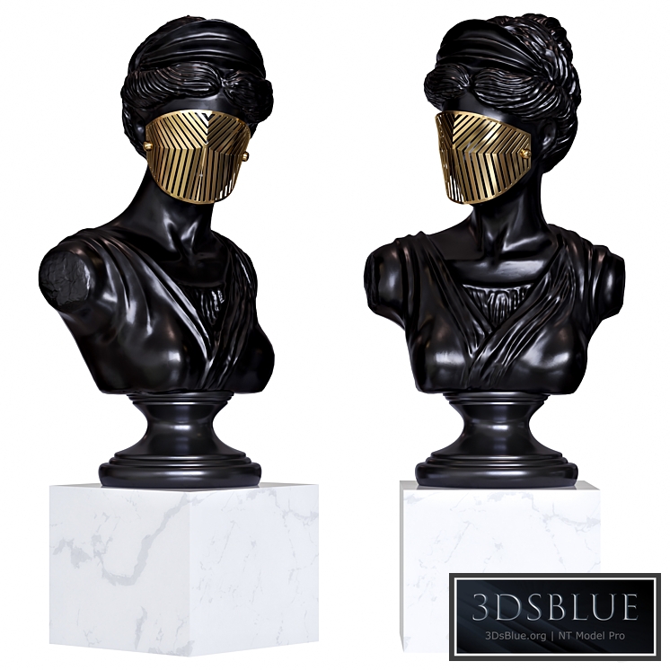 Bust Woman in Mask Figurine