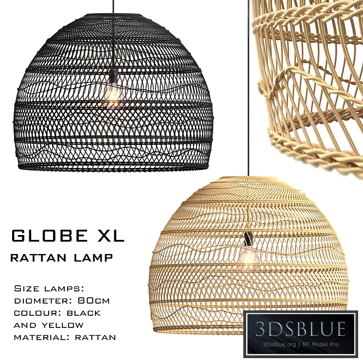 Wicker lamp globe xl