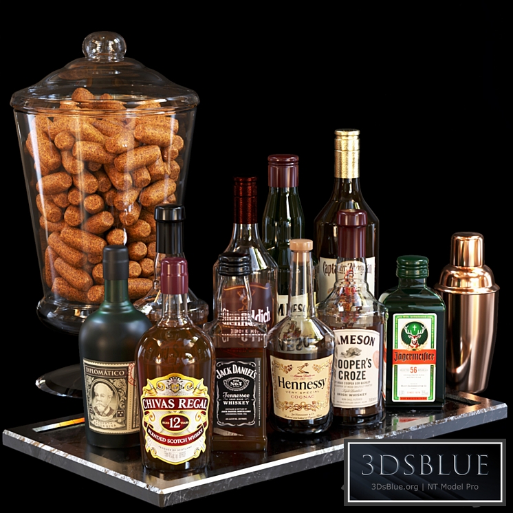 A set of strong alcohol with peels. Bar