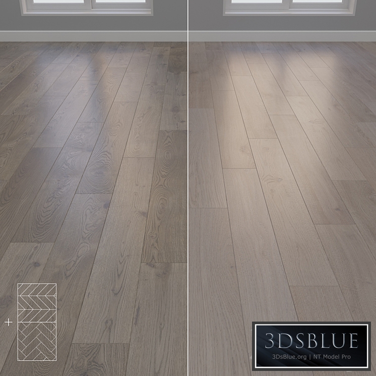 Parquet Oak 2 types layout herringbone, chevron and linear setduo29