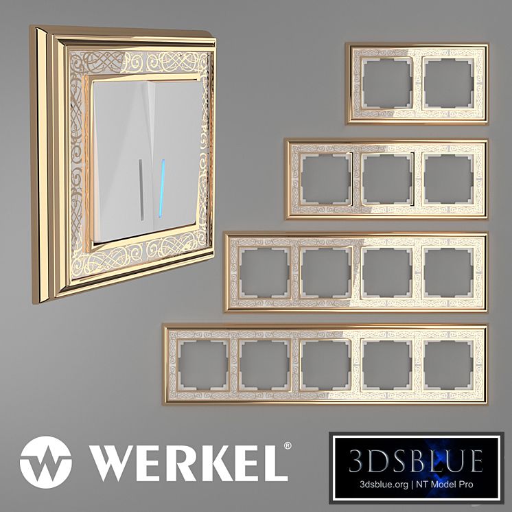 OM Metal frames for sockets and switches Werkel Palacio Gracia Gold / white