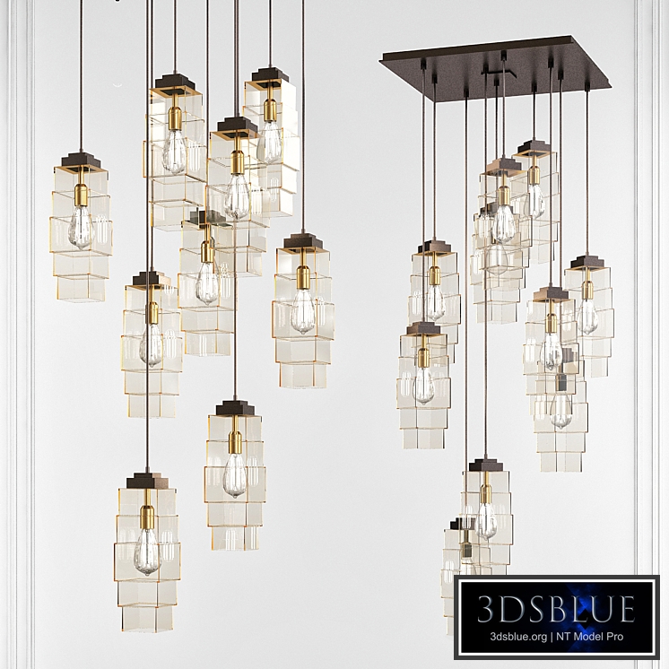 Ledgestone Square Multi-Port 12 - Light Novelty LED Chandelier