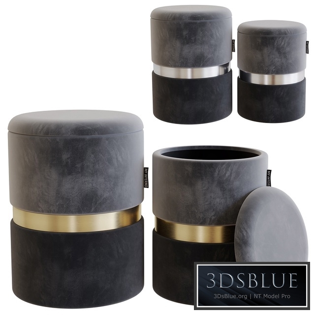 My interno. MY18A060GS (small + big) Set of 2 New-York ottomans (silver + gold)