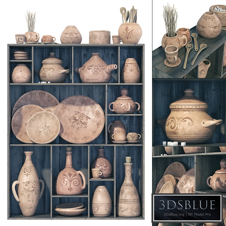 Dishes clay pattern n1 / Rack Clay crockery with patterns