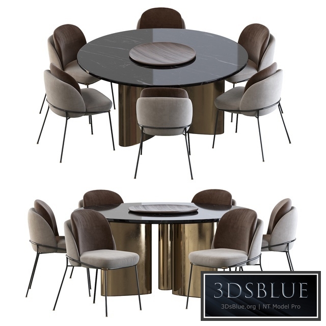 Modern Baron Sea Foam Dining Chair and Round table