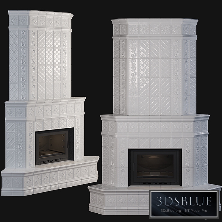 Stove - corner fireplace with tiles