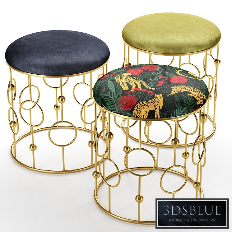 Pouf Loft concept Bright PUF Print golden ring