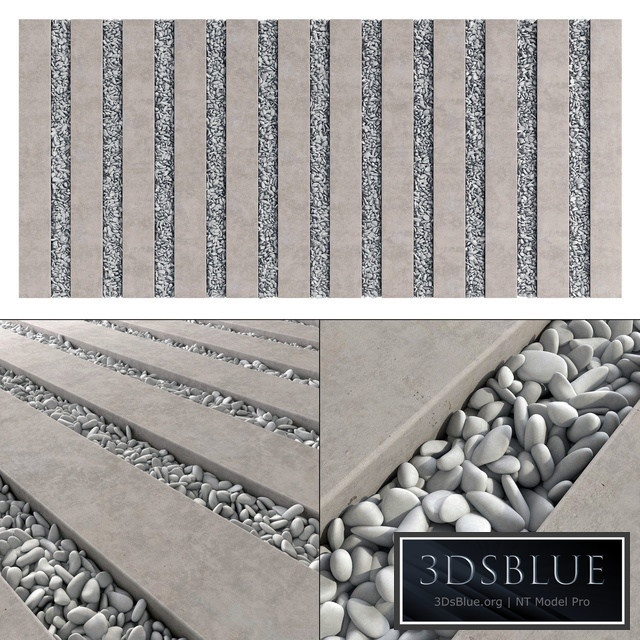 Paving long line plate pebble n1 / Paving long line plate with pebbles