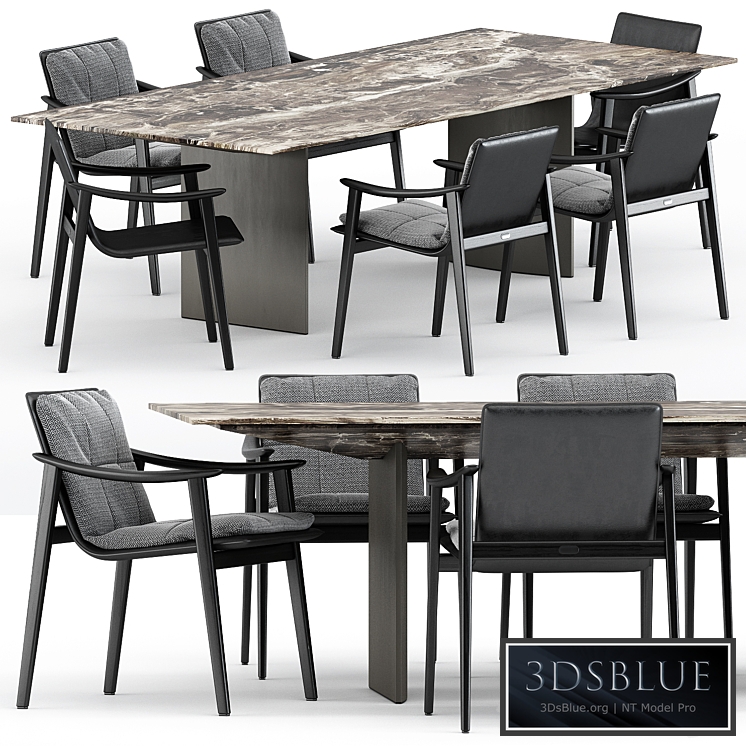 FYNN chair and LINHA DINING TABLE 3 by Minotti