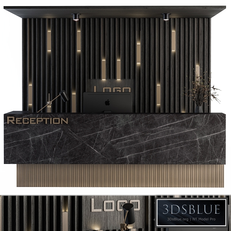 Reception Desk and Wall Decor - Set 04