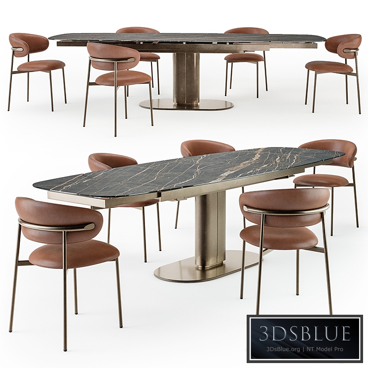 Calligaris Cameo table open Oleandro chair