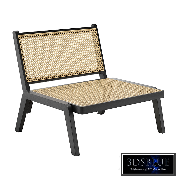 Pembroke Solid Wood Rattan Low Lounge Chair Walnut