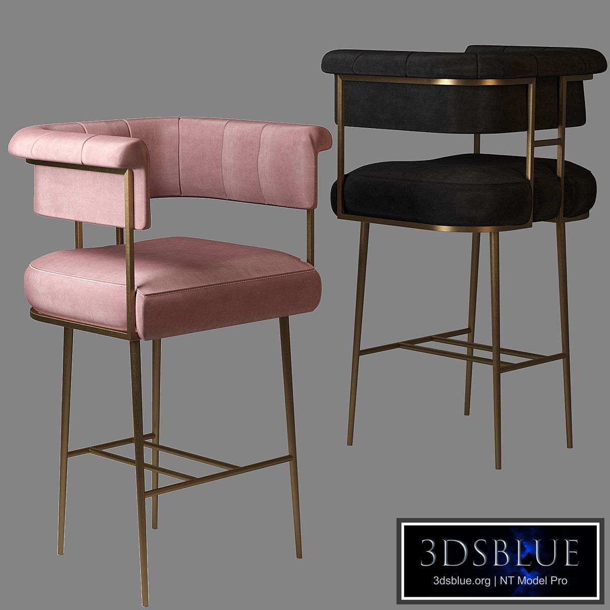 Astrid Gray Velvet Bar Stool