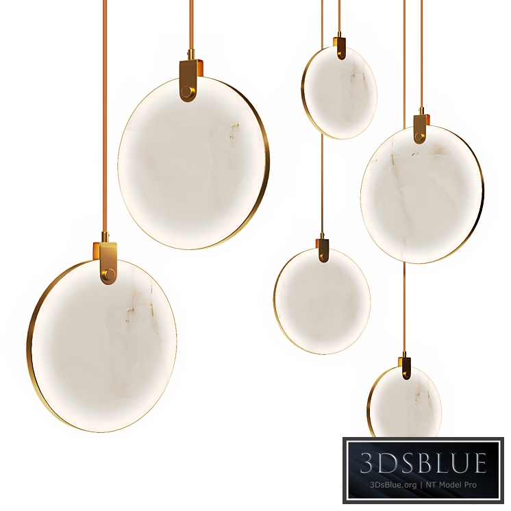 Pendant lamp in brass and marble